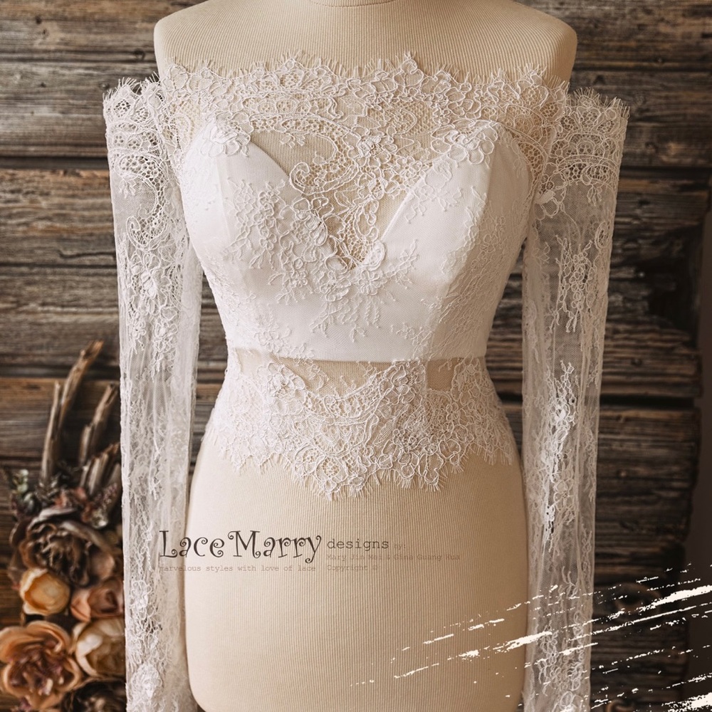 LaceMarry Ivory Off-Shoulder Lace Bridal Wrap
